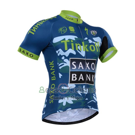Tinkoff Saxo Bank Ropa Ciclismo Culotte Corto 2015 Mangas Cortas Azur y Azul